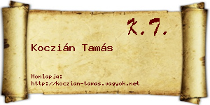 Koczián Tamás névjegykártya